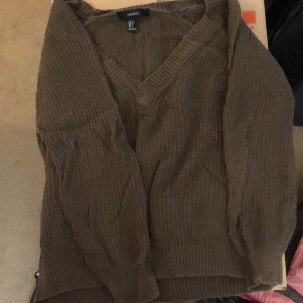 Forever 21 military green knit sweater